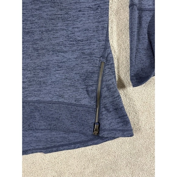 Athleta Womens Medium Blue Blissful Sharkbite Shale Heather Pullover Knit - Picture 2 of 8